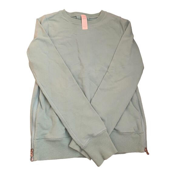 Ivivva Lululemon Girls Light Blue Crewneck Sweatshirt w/ Side Zippers Sz 10 - Picture 1 of 5